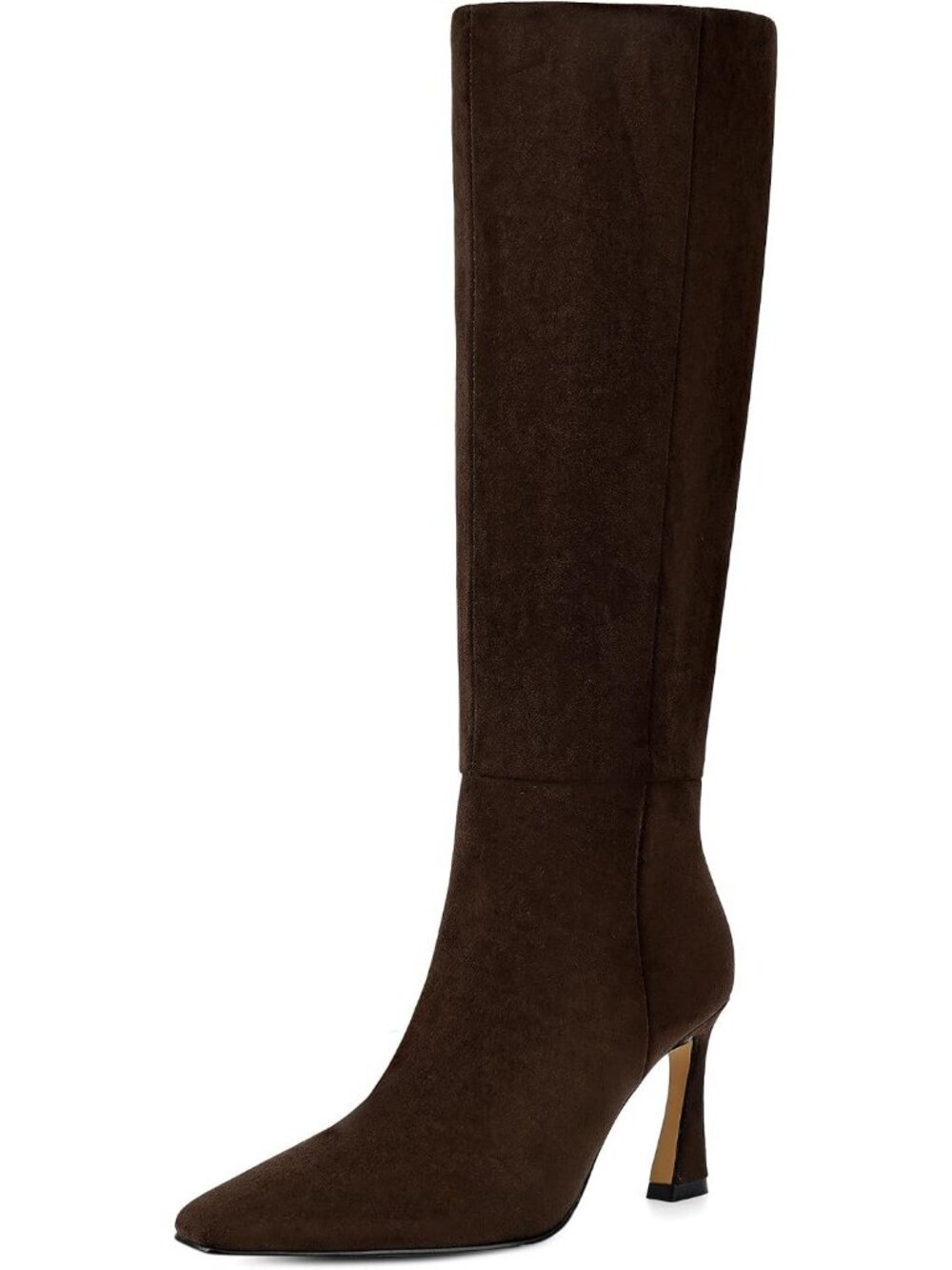 Women's Suede Chocolate Knee High Boots Knee High Heeled Tall Boots Side Zipper